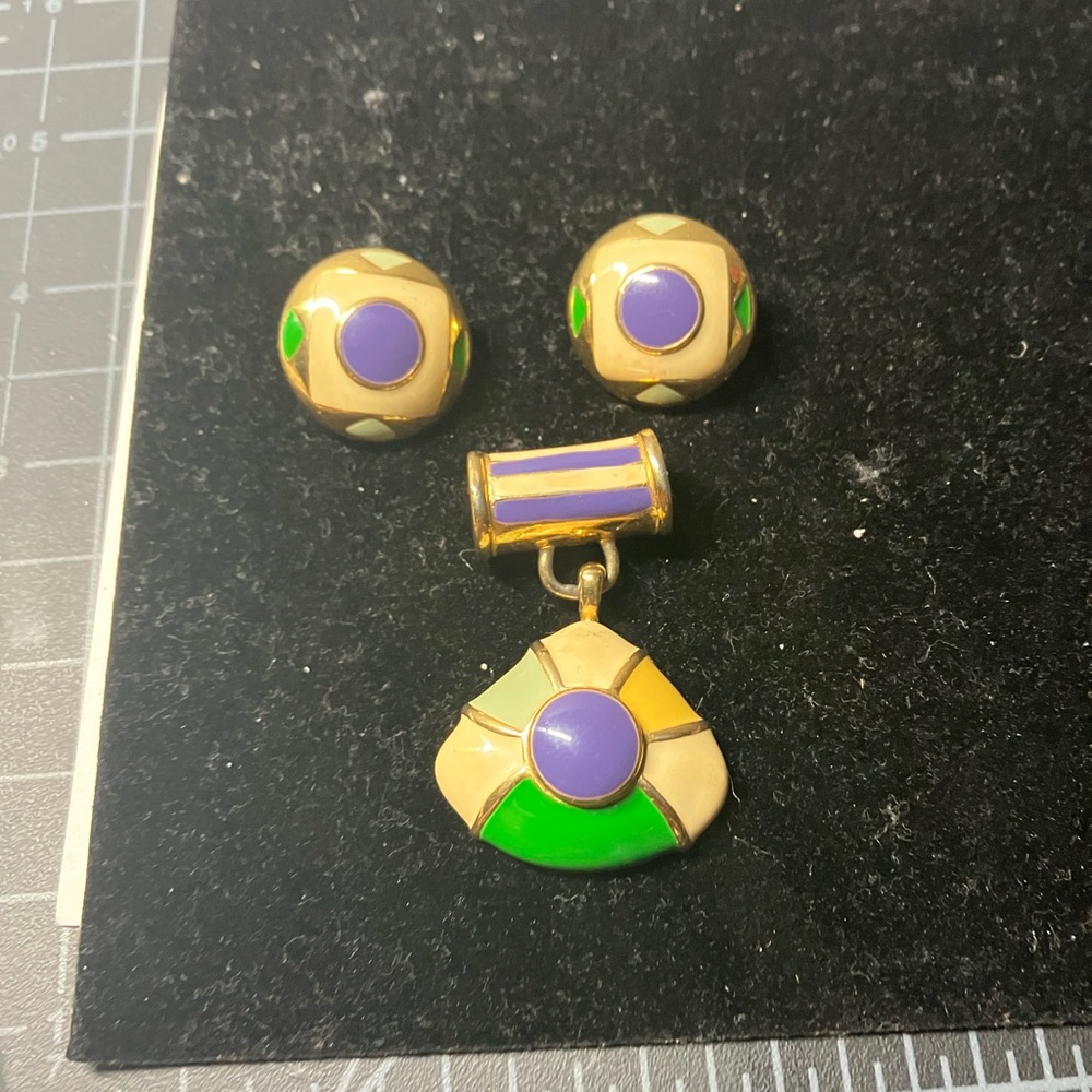 Monet vintage Elegant Gold and Purple Jewelry Set